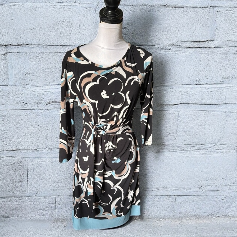Donna Morgan black and white belted bodycon dress